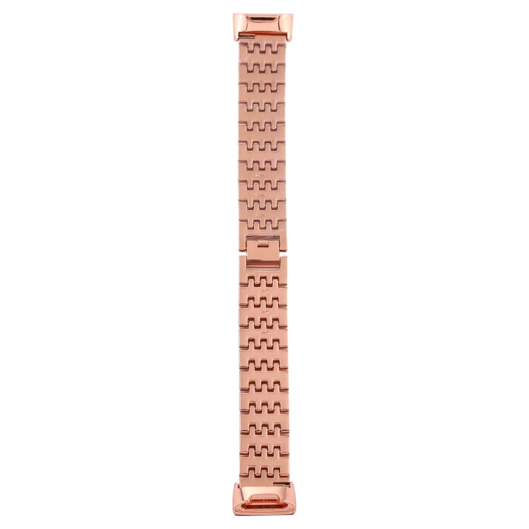 For Fitbit Charge 3 Diamond-studded Stainless Steel  Watch Band(Rose Gold) - Watch Bands by buy2fix | Online Shopping UK | buy2fix