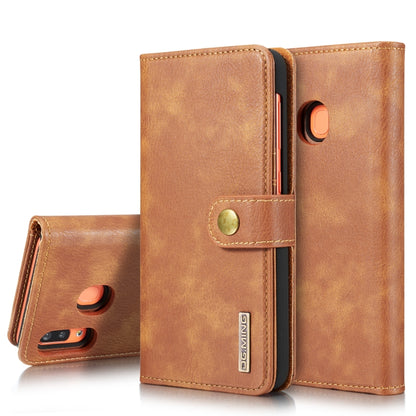 For Galaxy A20 & A30 & M10s DG.MING Crazy Horse Texture Flip Detachable Magnetic Leather Case with Holder & Card Slots & Wallet(Brown) - Galaxy Phone Cases by DG.MING | Online Shopping UK | buy2fix