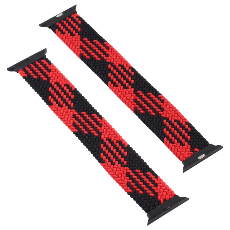 Plastic Buckle Mixed Color Nylon Braided Single Loop Watch Band For Apple Watch Ultra 49mm&Watch Ultra 2 49mm / Series 9&8&7 45mm / SE 3&SE 2&6&SE&5&4 44mm / 3&2&1 42mm, Size:S(Checkered Red Black) - Watch Bands by buy2fix | Online Shopping UK | buy2fix