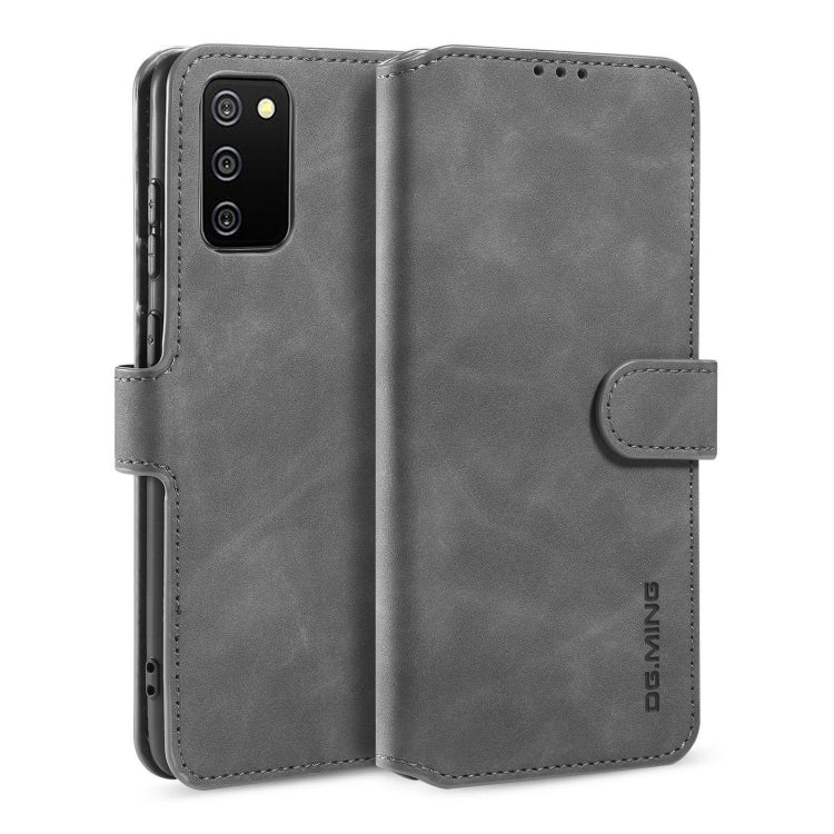 For samsung Galaxy A02s DG.MING Retro Oil Side Horizontal Flip Leather Case with Holder & Card Slots & Wallet(Grey) - Galaxy Phone Cases by DG.MING | Online Shopping UK | buy2fix