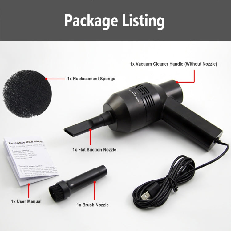 HK-6019D Portable Household Car Handheld Mini USB Vacuum Cleaner Dust Collector Cleaning Tools(Black) - Handheld Cleaner & Mops by buy2fix | Online Shopping UK | buy2fix