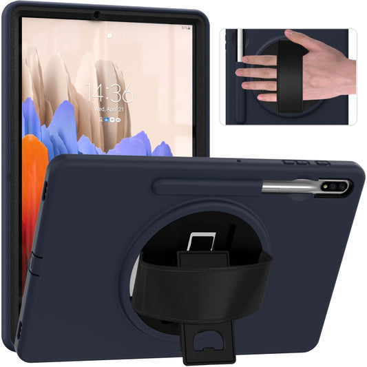 For Samsung Galaxy Tab S8+ / Tab S8 Plus /  Tab S7 FE / Tab S7+ SM-T970 360 Degree Rotation PC + TPU Protective Case with Holder & Hand-strap & Pen Slot(Dark Blue) - Galaxy Tab S8+ Cases by buy2fix | Online Shopping UK | buy2fix