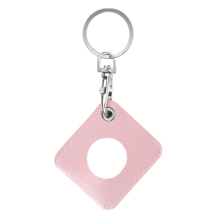 Square PU Leather Case Shockproof Anti-scratch Protective Cover with Keychain Ring Loop For AirTag(Cream Pink) - Key Chain Series by MOMAX | Online Shopping UK | buy2fix