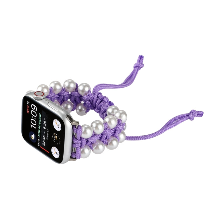 Umbrella Rope Bead Nylon Watch Band For Apple Watch Ultra 49mm&Watch Ultra 2 49mm / Series 9&8&7 45mm / SE 3&SE 2&6&SE&5&4 44mm / 3&2&1 42mm(Purple) - Watch Bands by buy2fix | Online Shopping UK | buy2fix