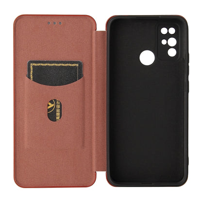 For Doogee X96 Pro Carbon Fiber Texture Horizontal Flip TPU + PC + PU Leather Case with Card Slot(Brown) - More Brand by buy2fix | Online Shopping UK | buy2fix