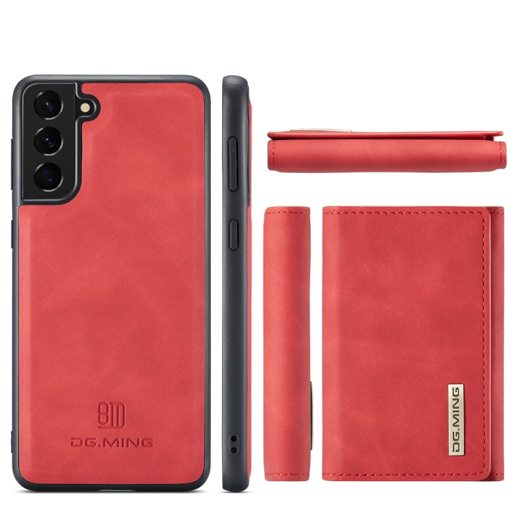 For Samsung Galaxy S21 FE DG.MING M1 Series 3-Fold Multi Card Wallet  Back Cover Shockproof Case with Holder Function(Red) - Galaxy Phone Cases by DG.MING | Online Shopping UK | buy2fix