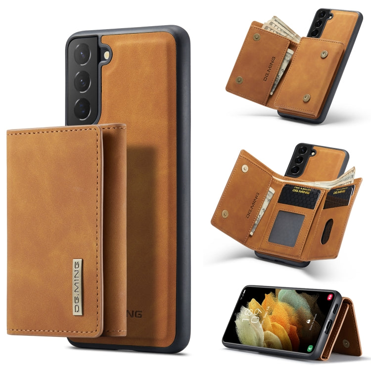 For Samsung Galaxy S21+ DG.MING M1 Series 3-Fold Multi Card Wallet  Back Cover Shockproof Case with Holder Function(Brown) - Galaxy Phone Cases by DG.MING | Online Shopping UK | buy2fix