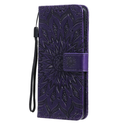 For Huawei P50 Pro Sun Embossing Pattern Horizontal Flip Leather Case with Card Slot & Holder & Wallet & Lanyard(Purple) - Huawei Cases by buy2fix | Online Shopping UK | buy2fix