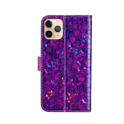 For iPhone 13 Pro Max Laser Glitter Powder Matching Crocodile Texture Horizontal Flip Leather Case with Card Slots & Holder & Wallet (Purple) - iPhone 13 Pro Max Cases by buy2fix | Online Shopping UK | buy2fix