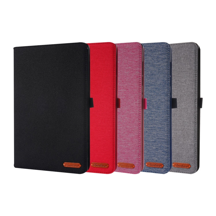 For Lenovo Tab K10 Fabric Texture Horizontal Flip TPU Leather Case with Holder(Red) - Lenovo by buy2fix | Online Shopping UK | buy2fix
