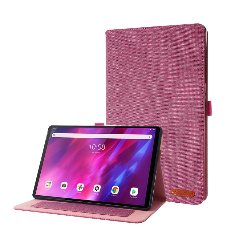 For Lenovo Tab K10 Fabric Texture Horizontal Flip TPU Leather Case with Holder(Red Wine) - Lenovo by buy2fix | Online Shopping UK | buy2fix