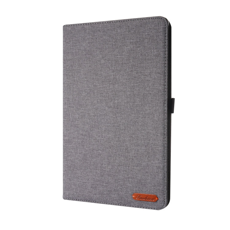 For Lenovo Tab K10 Fabric Texture Horizontal Flip TPU Leather Case with Holder(Gray) - Lenovo by buy2fix | Online Shopping UK | buy2fix