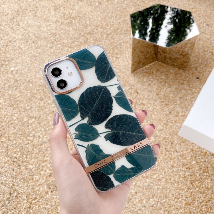 For iPhone 11 Pro Max High Translucent Electroplating Flower Pattern TPU + PC Shockproof Case (Banana Leaf) - iPhone 11 Pro Max Cases by buy2fix | Online Shopping UK | buy2fix