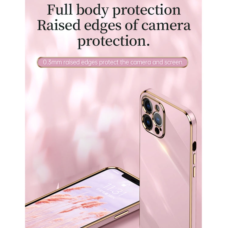 For iPhone 12 Pro Max XINLI Straight 6D Plating Gold Edge TPU Shockproof Case(Pink) - iPhone 12 Pro Max Cases by XINLI | Online Shopping UK | buy2fix