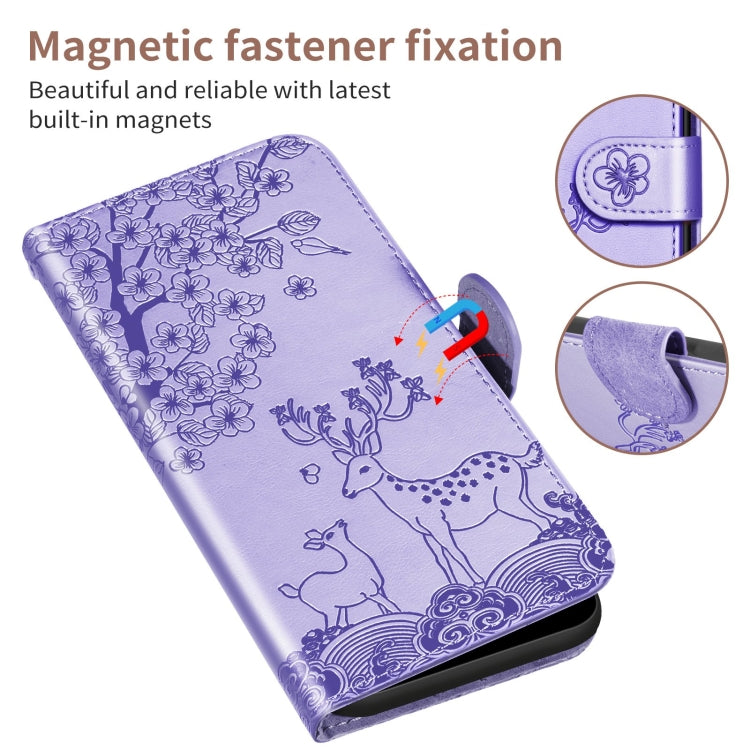 For Xiaomi Poco X3 Sika Deer Embossing Pattern Horizontal Flip PU Leather Case with Holder & Card Slot & Wallet & Photo Frame(Purple) - Xiaomi Cases by buy2fix | Online Shopping UK | buy2fix