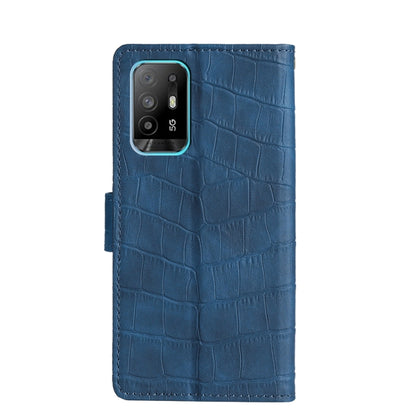 For OPPO A94 5G / F19 Pro+ / Reno5 Z Skin Feel Crocodile Texture Magnetic Clasp Horizontal Flip PU Leather Case with Holder & Card Slots & Wallet(Blue) - OPPO Cases by buy2fix | Online Shopping UK | buy2fix