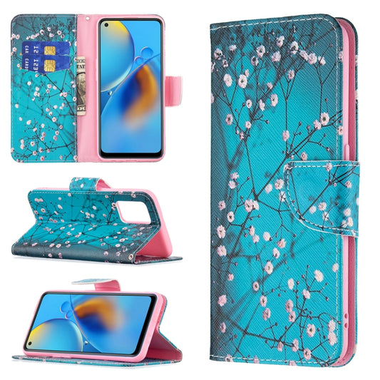 For OPPO A74 4G / F19 4G Colored Drawing Pattern Horizontal Flip Leather Case with Holder & Card Slots & Wallet(Plum Blossom) - OPPO Cases by buy2fix | Online Shopping UK | buy2fix