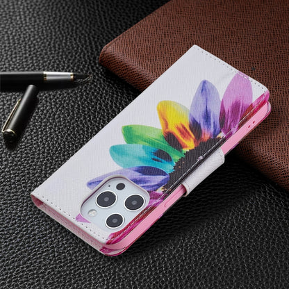 For iPhone 13 Colored Drawing Pattern Horizontal Flip Leather Case with Holder & Card Slots & Wallet(Sunflower) - iPhone 13 Cases by buy2fix | Online Shopping UK | buy2fix