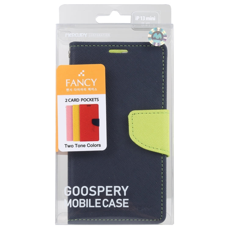 For iPhone 13 mini GOOSPERY FANCY DIARY Cross Pattern Horizontal Flip Leather Case with Holder & Card Slots & Wallet (Navy Blue) - iPhone 13 mini Cases by GOOSPERY | Online Shopping UK | buy2fix