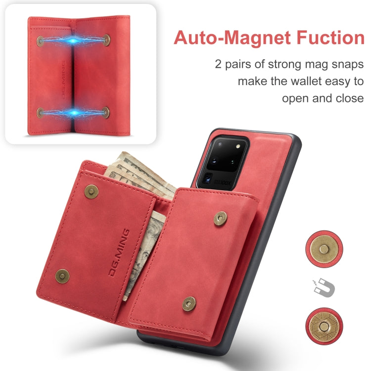 For Samsung Galaxy S20 Ultra DG.MING M1 Series 3-Fold Multi Card Wallet  Back Cover Shockproof Case with Holder Function(Red) - Galaxy Phone Cases by DG.MING | Online Shopping UK | buy2fix