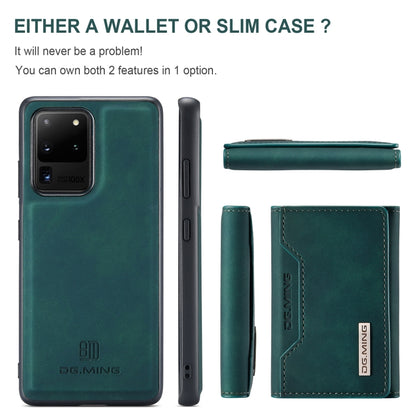 For Samsung Galaxy S20 Ultra DG.MING M2 Series 3-Fold Multi Card Bag Back Cover Shockproof Case with Wallet & Holder Function(Green) - Galaxy Phone Cases by DG.MING | Online Shopping UK | buy2fix