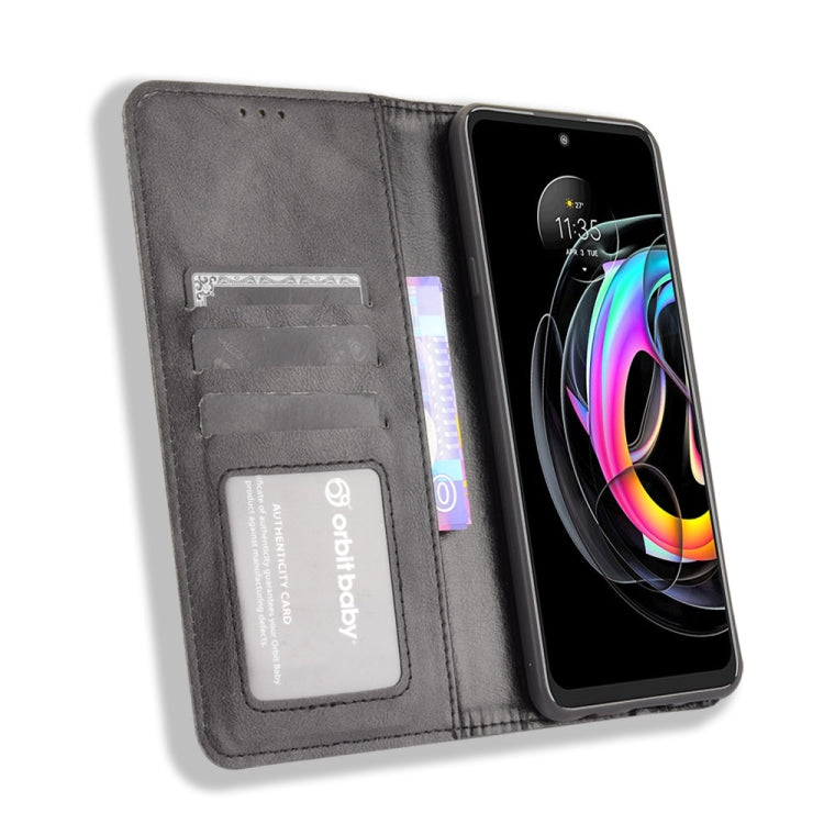 For Motorola Edge 20 Lite Magnetic Buckle Retro Crazy Horse Texture Horizontal Flip Leather Case with Holder & Card Slots & Photo Frame(Black) - Motorola Cases by buy2fix | Online Shopping UK | buy2fix