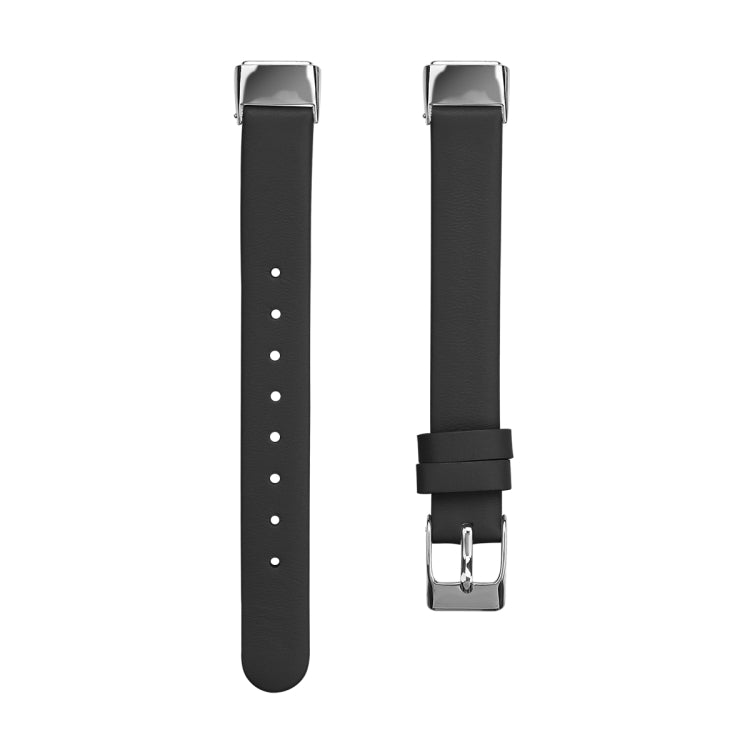 For Fitbit Luxe Leather Watch Band, Size:L(Black) - Watch Bands by buy2fix | Online Shopping UK | buy2fix