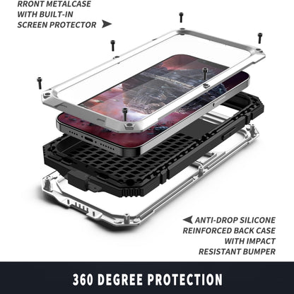 For iPhone 13 Pro R-JUST Shockproof Waterproof Dust-proof Metal + Silicone Protective Case with Holder (Silver) - iPhone 13 Pro Cases by R-JUST | Online Shopping UK | buy2fix