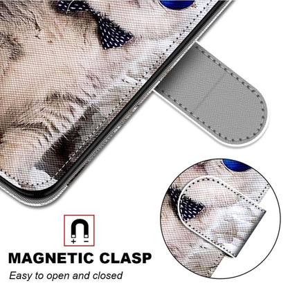 For iPhone 13 Pro Coloured Drawing Cross Texture Horizontal Flip PU Leather Case with Holder & Card Slots & Wallet & Lanyard (Slant Hat Blue Mirror Cat) - iPhone 13 Pro Cases by buy2fix | Online Shopping UK | buy2fix