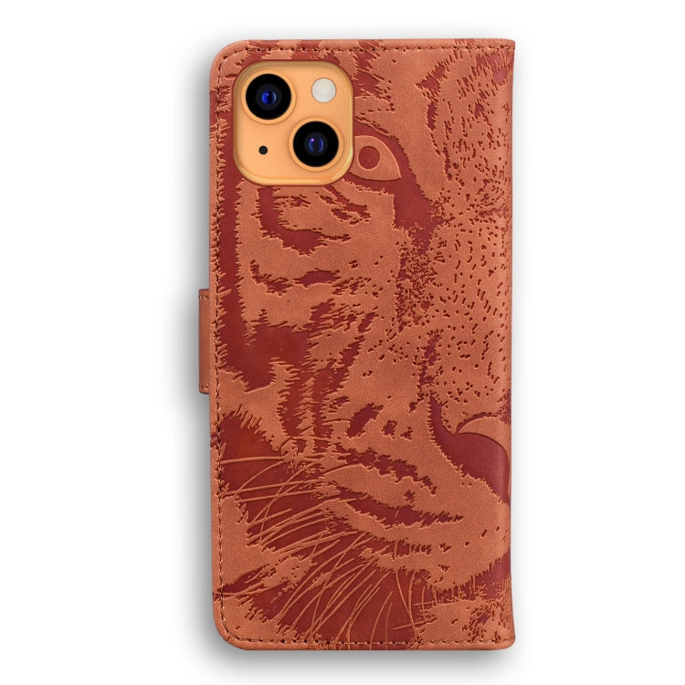 For iPhone 13 Tiger Embossing Pattern Horizontal Flip Leather Case with Holder & Card Slots & Wallet(Brown) - iPhone 13 Cases by buy2fix | Online Shopping UK | buy2fix