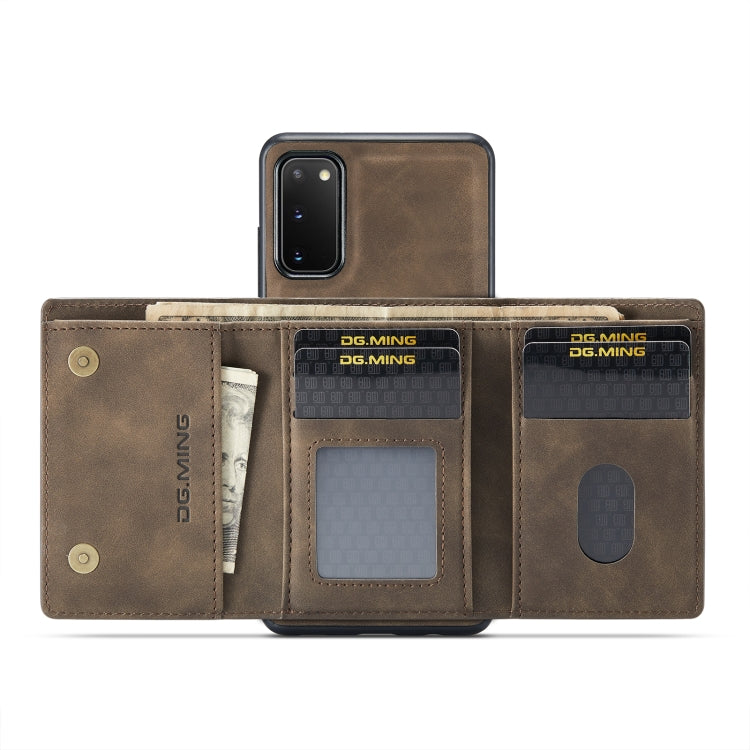 For Samsung Galaxy S20 DG.MING M1 Series 3-Fold Multi Card Wallet  Back Cover Shockproof Case with Holder Function(Coffee) - Galaxy Phone Cases by DG.MING | Online Shopping UK | buy2fix