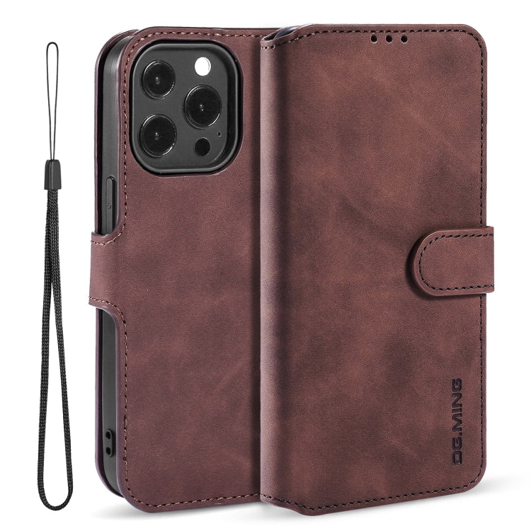 For iPhone 13 Pro DG.MING Retro Oil Side Horizontal Flip Leather Case with Holder & Card Slots & Wallet (Coffee) - iPhone 13 Pro Cases by DG.MING | Online Shopping UK | buy2fix