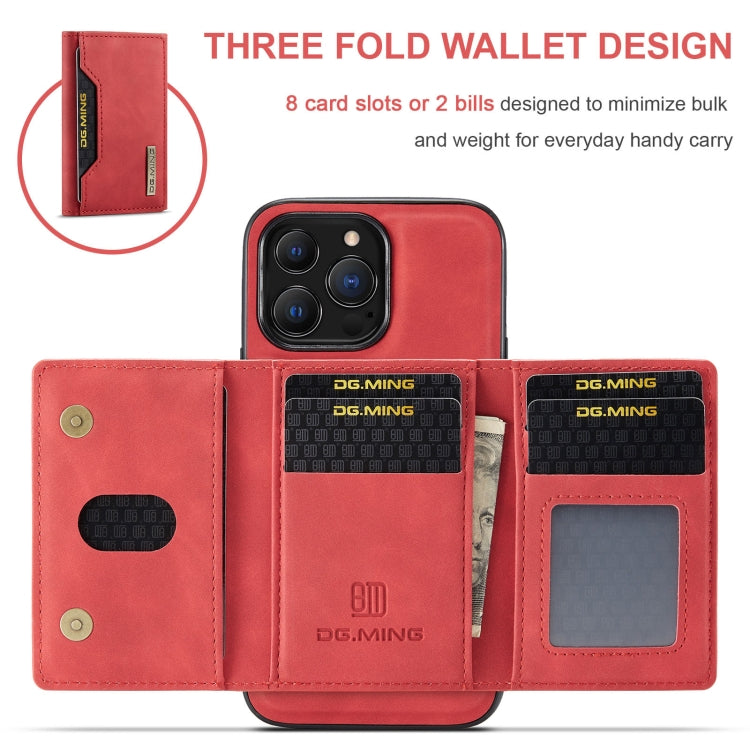 For iPhone 13 Pro Max DG.MING M2 Series 3-Fold Card Bag Shockproof Case with Wallet & Holder Function (Red) - iPhone 13 Pro Max Cases by DG.MING | Online Shopping UK | buy2fix