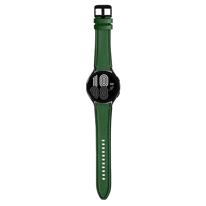 For Samsung Galaxy Watch4 Silicone + Leather Black Buckle Watch Band(Green) - Watch Bands by buy2fix | Online Shopping UK | buy2fix