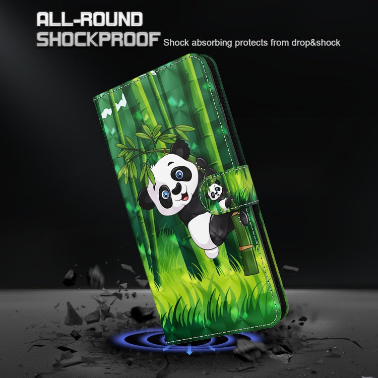 For iPhone 13 3D Painting Pattern Horizontal Flip TPU + PU Leather Case with Holder & Card Slots & Wallet(Panda Climbing Bamboo) - iPhone 13 Cases by buy2fix | Online Shopping UK | buy2fix