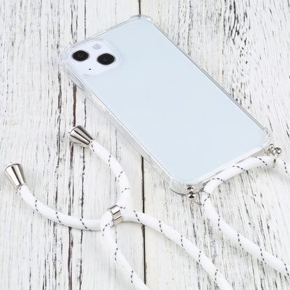 For iPhone 13 Four-corner Shockproof Transparent TPU Protective Case with Lanyard(White Thin Black) - iPhone 13 Cases by buy2fix | Online Shopping UK | buy2fix