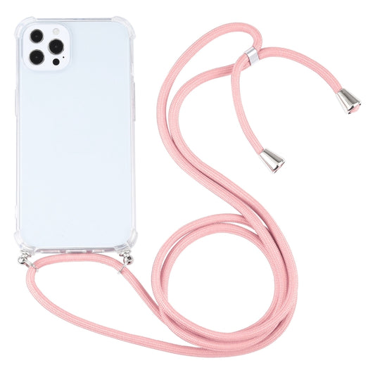 For iPhone 13 Pro Max Four-corner Shockproof Transparent TPU Protective Case with Lanyard (Pink) - iPhone 13 Pro Max Cases by buy2fix | Online Shopping UK | buy2fix