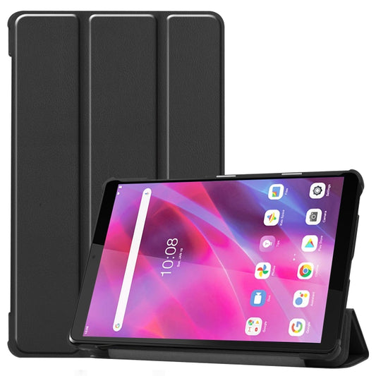 For Lenovo Tab M8 3rd Gen Custer Texture Horizontal Flip Leather Case with Three-folding Holder(Black) - Lenovo by buy2fix | Online Shopping UK | buy2fix