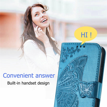 Butterfly Love Flowers Embossed Horizontal Flip Leather Case with Holder & Card Slots & Wallet & Lanyard For OnePlus Nord 2 5G(Blue) - OnePlus Cases by buy2fix | Online Shopping UK | buy2fix