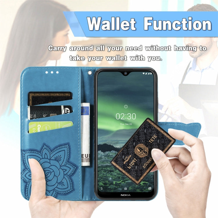 Butterfly Love Flowers Embossed Horizontal Flip Leather Case with Holder & Card Slots & Wallet & Lanyard For ZTE Blade A71(Blue) - ZTE Cases by buy2fix | Online Shopping UK | buy2fix