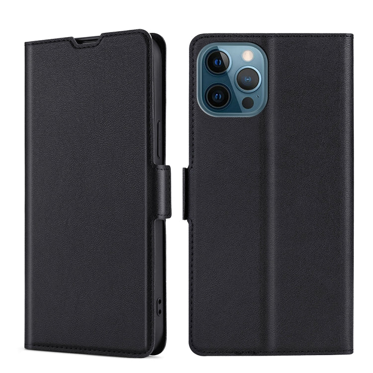 For iPhone 13 Pro Ultra-thin Voltage Side Buckle PU + TPU Horizontal Flip Leather Case with Holder & Card Slot (Black) - iPhone 13 Pro Cases by buy2fix | Online Shopping UK | buy2fix