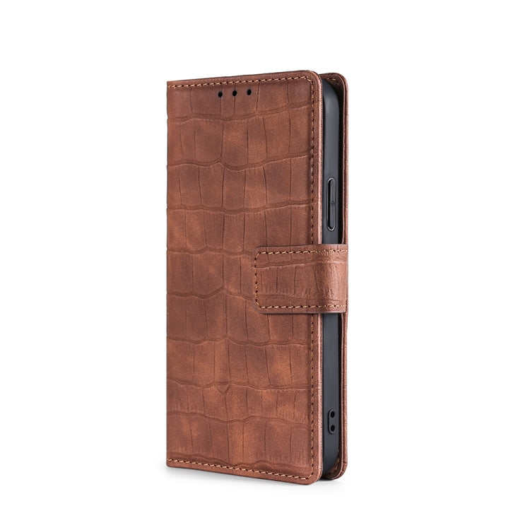 For iPhone 13 Pro Skin Feel Crocodile Texture Magnetic Clasp Horizontal Flip PU Leather Case with Holder & Card Slots & Wallet (Brown) - iPhone 13 Pro Cases by buy2fix | Online Shopping UK | buy2fix