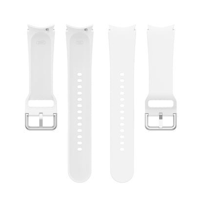 For Samung Galaxy Watch4 40mm / 44mm Silicone Silver Round Buckle Watch Band(White) - Watch Bands by buy2fix | Online Shopping UK | buy2fix