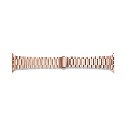 Ultra-thin Three-bead Metal Strap Watch Band For Apple Watch Ultra 49mm&Watch Ultra 2 49mm / Series 9&8&7 45mm / SE 3&SE 2&6&SE&5&4 44mm / 3&2&1 42mm(Rose Gold) - Watch Bands by buy2fix | Online Shopping UK | buy2fix