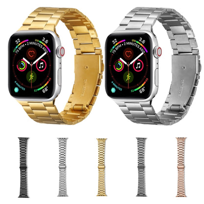 Ultra-thin Three-bead Metal Strap Watch Band For Apple Watch Ultra 49mm&Watch Ultra 2 49mm / Series 9&8&7 45mm / SE 3&SE 2&6&SE&5&4 44mm / 3&2&1 42mm(Rose Gold) - Watch Bands by buy2fix | Online Shopping UK | buy2fix