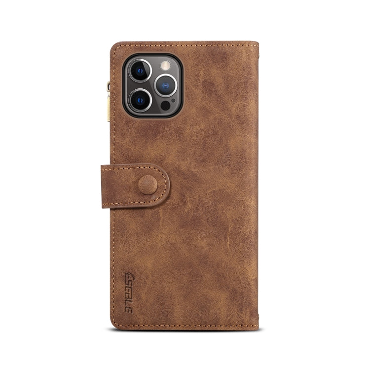 For iPhone 13 Pro Retro Frosted Horizontal Flip Leather Case with Holder & Card Slot & Wallet & Zipper Pocket & Lanyard (Brown) - iPhone 13 Pro Cases by buy2fix | Online Shopping UK | buy2fix