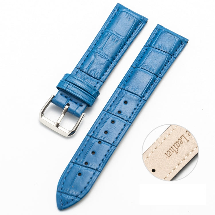 18mm Two-layer Cowhide Leather Bamboo Joint Texture Watch Band(Blue) - Watch Bands by buy2fix | Online Shopping UK | buy2fix