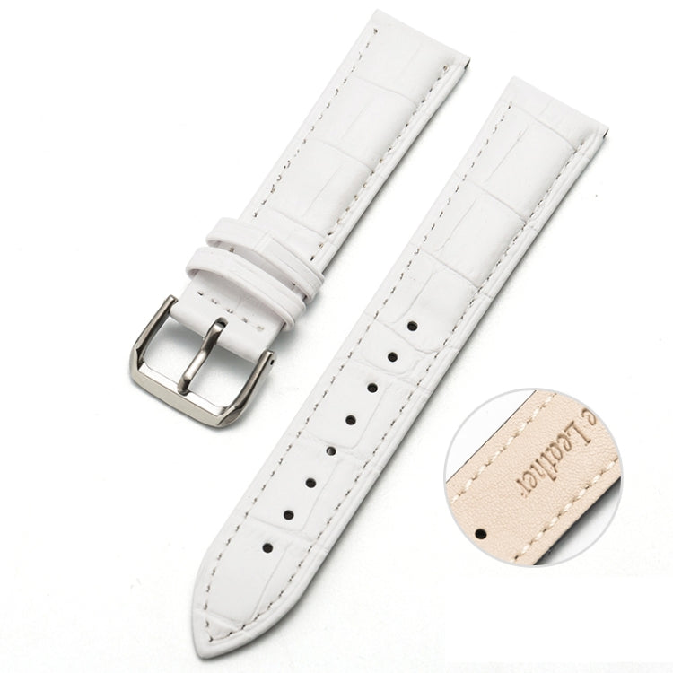 20mm Two-layer Cowhide Leather Bamboo Joint Texture Watch Band(White) - Watch Bands by buy2fix | Online Shopping UK | buy2fix