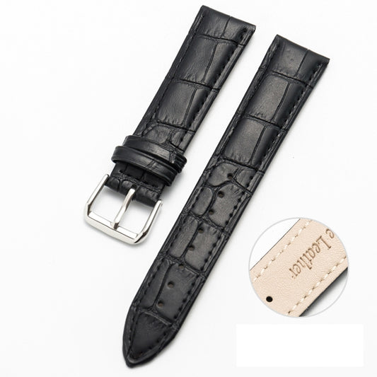 20mm Two-layer Cowhide Leather Bamboo Joint Texture Watch Band(Black) - Watch Bands by buy2fix | Online Shopping UK | buy2fix