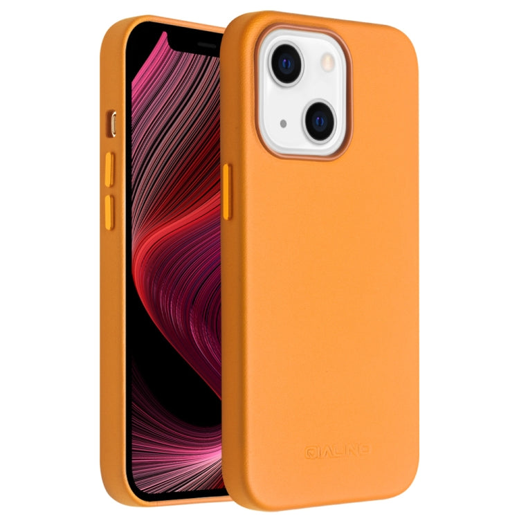 For iPhone 13 mini QIALINO Nappa Cowhide MagSafe Magnetic Protective Case (Orange) - iPhone 13 mini Cases by QIALINO | Online Shopping UK | buy2fix